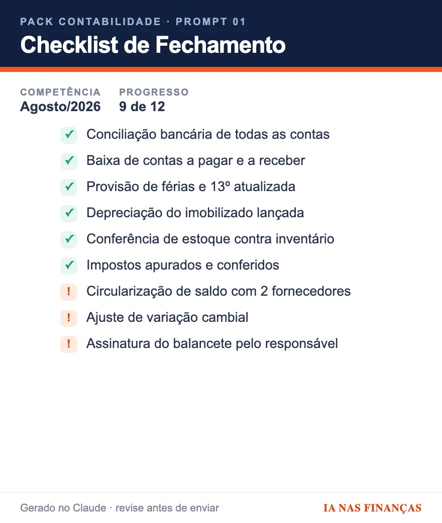 Checklist de Fechamento